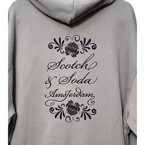Scotch & Soda Gray Pullover Hoodie Unisex XL Black Embroidered Amsterdam
